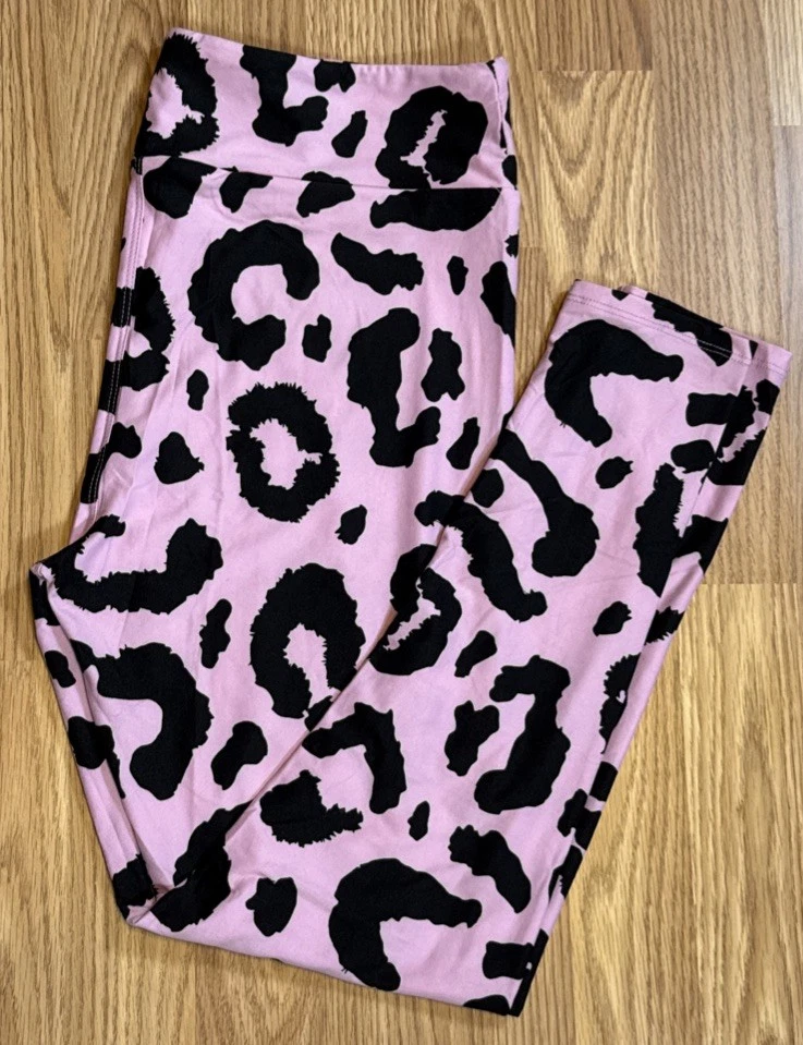 TC LuLaRoe Leggings Altos y Curvilíneos Rosa Negro Leopardo Guepardo Estampado Animal Foto 4 de 4
