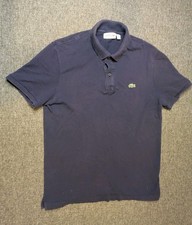 Lacoste Mens Slim Fit Polo Shirt Navy Blue Cotton Size Large Golf Fair