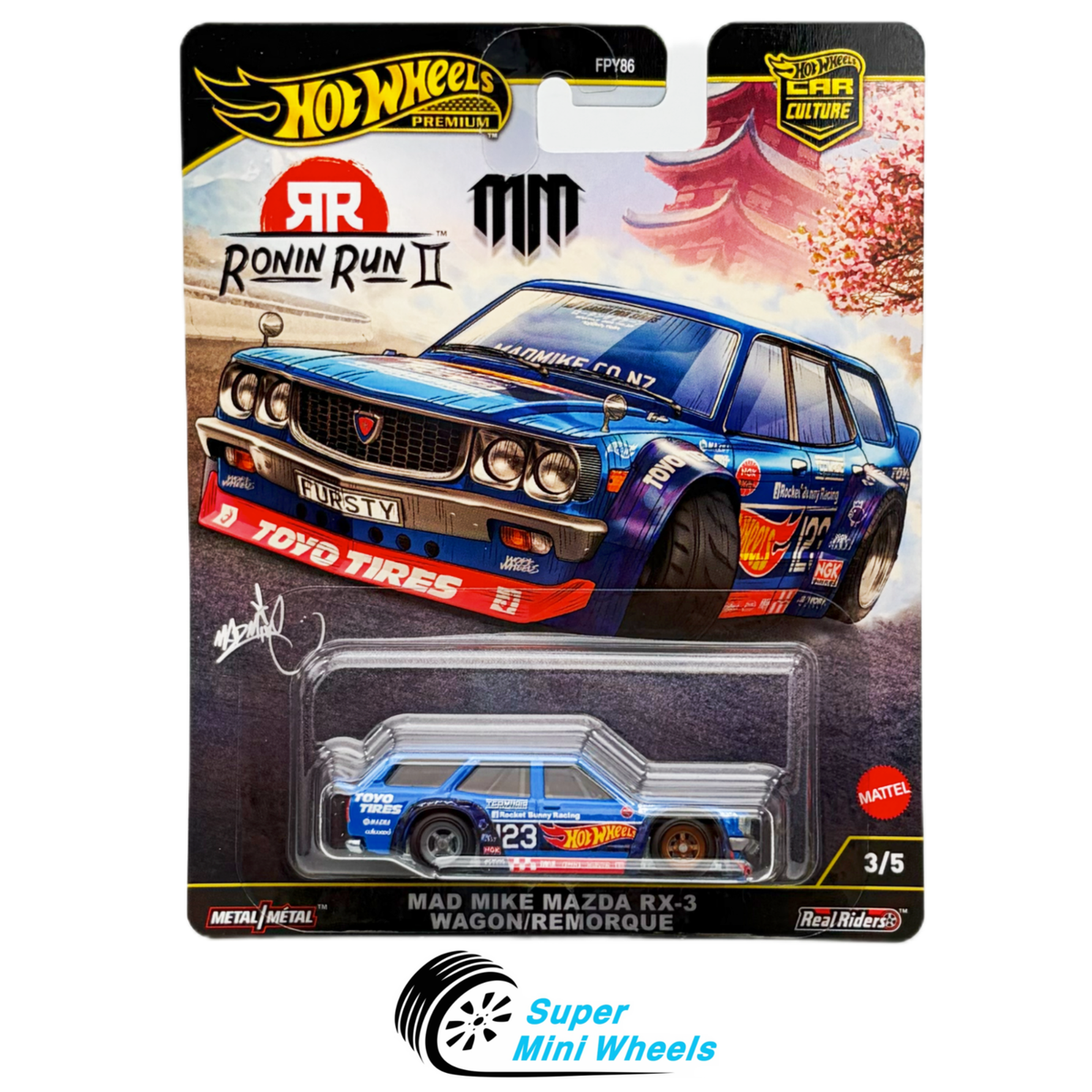 Hot Wheels Premium Mad Mike Mazda RX-3 Wagon/Remorque Car Culture
