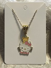 Hello Kitty Whimsical Fun Charm Cartoon Adorable Fashion Gold Necklace 18  
