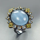 Handmade 28 ct+ Natural Aquamarine Ring 925 Sterling Silver Size 8 /R475722