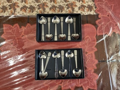 Two Sets Of   The Just Slate Company  Hand Made- 6 Piece - Heart Teaspoons - New