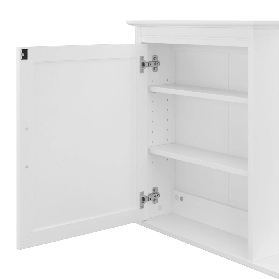 Bush Furniture Key West Bathroom Wall Cabinet with Doors in White Ash - Image 3 of 4