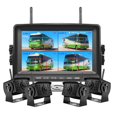 Digital Wireless 7'' DVR monitor 4x 1080P rear view camera BSD  for RV Truck/Bus