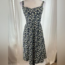 Women's As U Wish Black and White Floral Midi Summer Light Dress Size Small