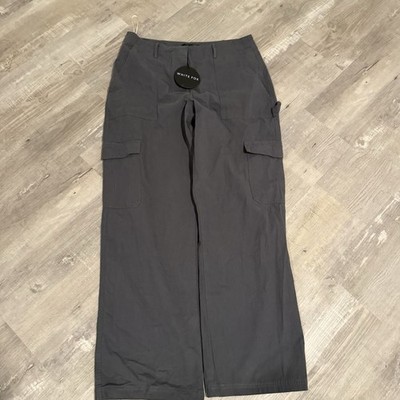 White Fox Black Wide Leg Pants Womens High Rise Minimal NWT Large