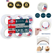 Heavy Duty Packing Tape 6 Rolls, Total 390Y, Clear, 2.8 mil, 1.88 inch x 65 Y...