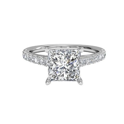 1.33 Ct Princess Cut Real Moissanite Wedding Ring 14K White Gold Size ALL