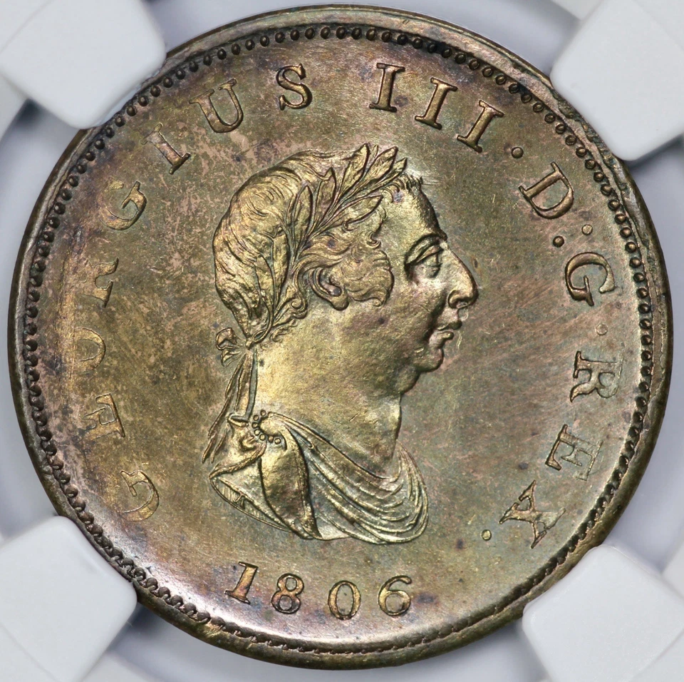 1806 SOHO Great Britain 1/2P Half Penny NGC MS 64 BN No Berries Reverse - Image 2 of 4