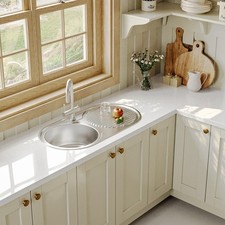 Naiture 36" Drop-In Stainless Steel Kitchen Sink, Single Bowl with Drainboard