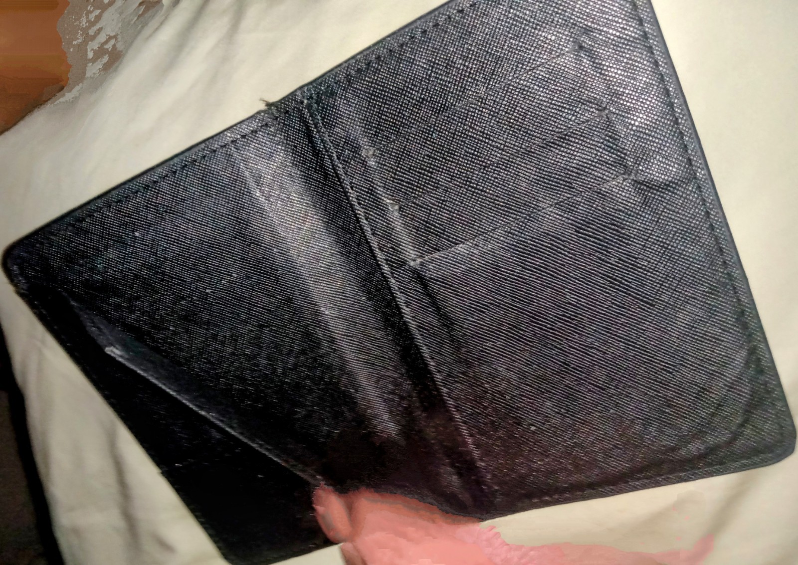 Black Leather Monogram Pattern Wallet/Passport Wa… - image 6