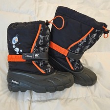 Sorel x Disney Frozen Olaf Flurry Snow Boots Youth 7 Black Orange Winter Boots