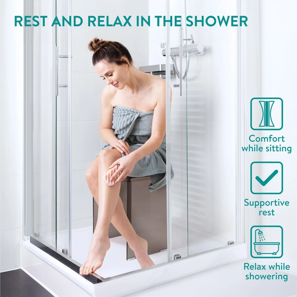 Banco de Ducha Acrílico Gris - Taburete Impermeable para Baño o Tocador 17.1" x 1... Foto 2 de 4