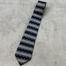Requirements Silk Tie Mens OS Navy Grey Gold Chain Link Diamond Made in USA Exc
