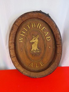 Vintage Whitbread Ale Beer Hanging Wood Sign Bar Decor Wall Art 1742
