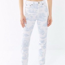 Urban Outfitters x Laura Ashley Toile High-Waisted Jeans Cherub Blue & White 28