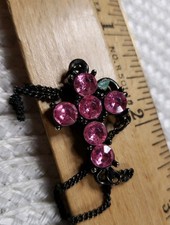 Vintage Bracelet Christian Pink Rhinestone Cross Religious A63