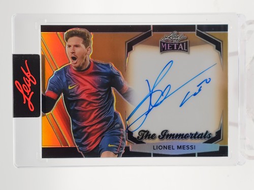 LIONEL MESSI 2024-25 LEAF METAL THE IMMORTALS GOLD AUTO #IA-LM1 /100 Q3474