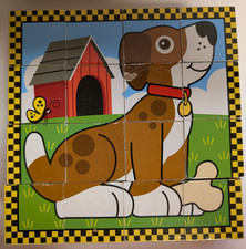 Melissa  Doug Wooden Cube Puzzle Create 6 Vehicle Scenes Toddler Toy Blocks Set