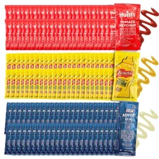 Condiment 150 Assortment Gift Pack - 50 Single Serve Pouches of Each: Ketchup, M