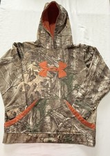 Under Armour Hoodie Kids Size YLG Real Tree Camo Storm Pullover Hunting