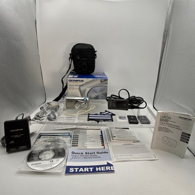 Boxed Olympus Stylus 300 3.2 megapixel Digital Camera w Memory Cards/Reader Cord