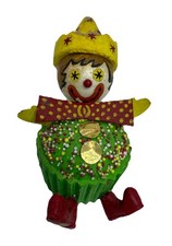 Vintage De Sela Mexico Paper Mache Clown Cupcake  Christmas Ornament