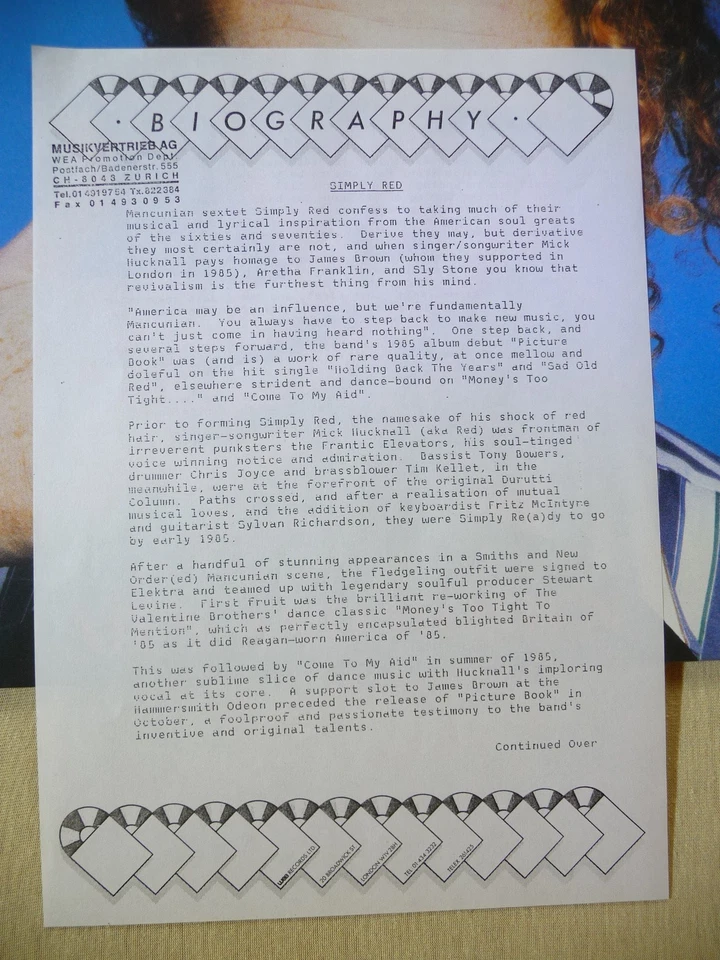 Simply Red ‎– Men And Women  (Promotion Copy + Promo-Sheet, Unplayed) - Bild 2 von 4