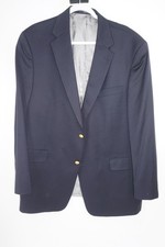 Hart Schaffner Marx Gold Blazer Mens 46R Navy Blue Made in USA Brass Buttons