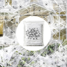 Halloween Spider Webs 1600 Sqft and 50Pcs Fake Spiders Super Stretch Cobwebs Par
