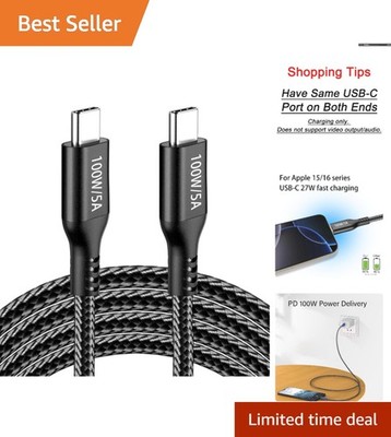High-Speed 15FT USB-C to USB-C Cable - 100W Fast Charge, Multi-Device Compatible
