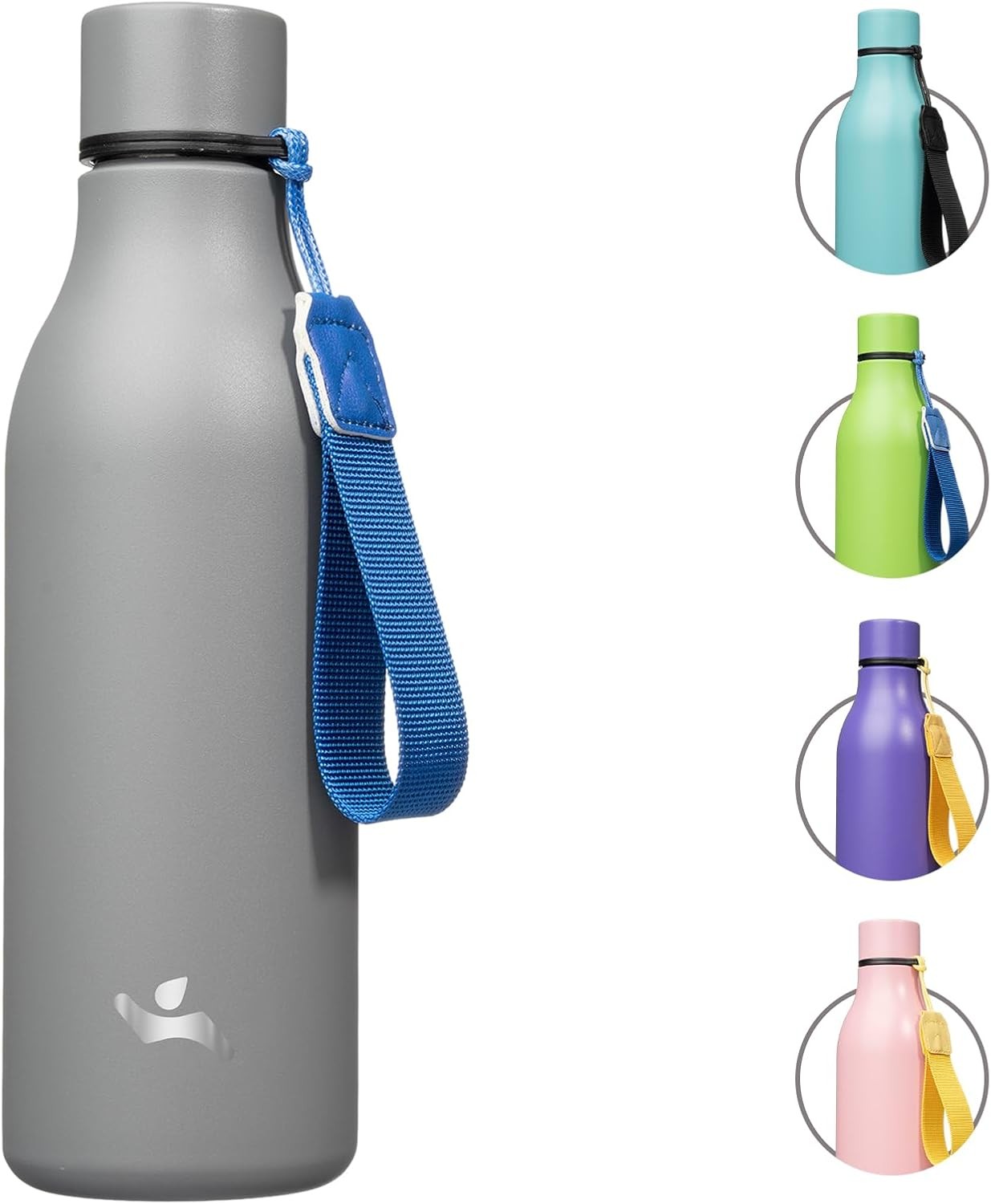 Insulated Water Bottle with Strap,18 oz Double Wall Stainless Steel Vacuum Bottl