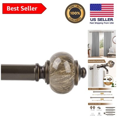 Heavy-Duty Adjustable Bronze Curtain Rod 32-58'' - Includes Finials & Hardware