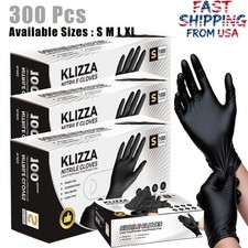 300Pcs Nitrile Gloves,5 Mil Black, Powder-Free Food-Safe Clean Disposable Glove