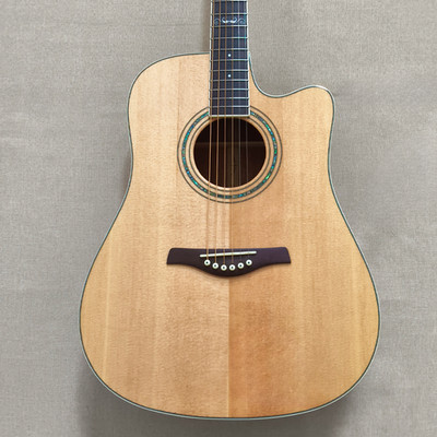 41'' Natural Cutaway Acoustic Guitar Solid Spruce Wood Top Hollow Gigbag Bone Nut