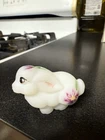 Fenton Glass Mini Miniature Rabbit Satin Flowers SIgned Ex Cond Rare - Adorable
