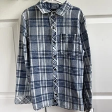 Art Class Boys' Flannel Button Down Shirt 10-12 M NWT Blue & White Nice