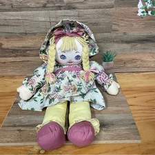 Vintage 1995 Sweetie Mine Rag cloth Doll Pillow Plush 18” Blonde yellow floral
