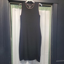 Finity Dress Womens Medium Black Sleeveless Knit Tank Sheath Workwear Office