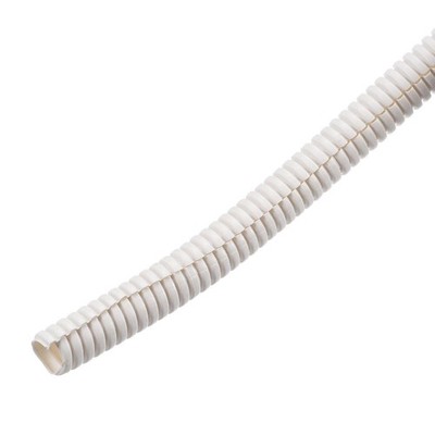 Split Wire Loom Tubing PE Corrugated Pipe Conduit 26ft Length 10x13mm White