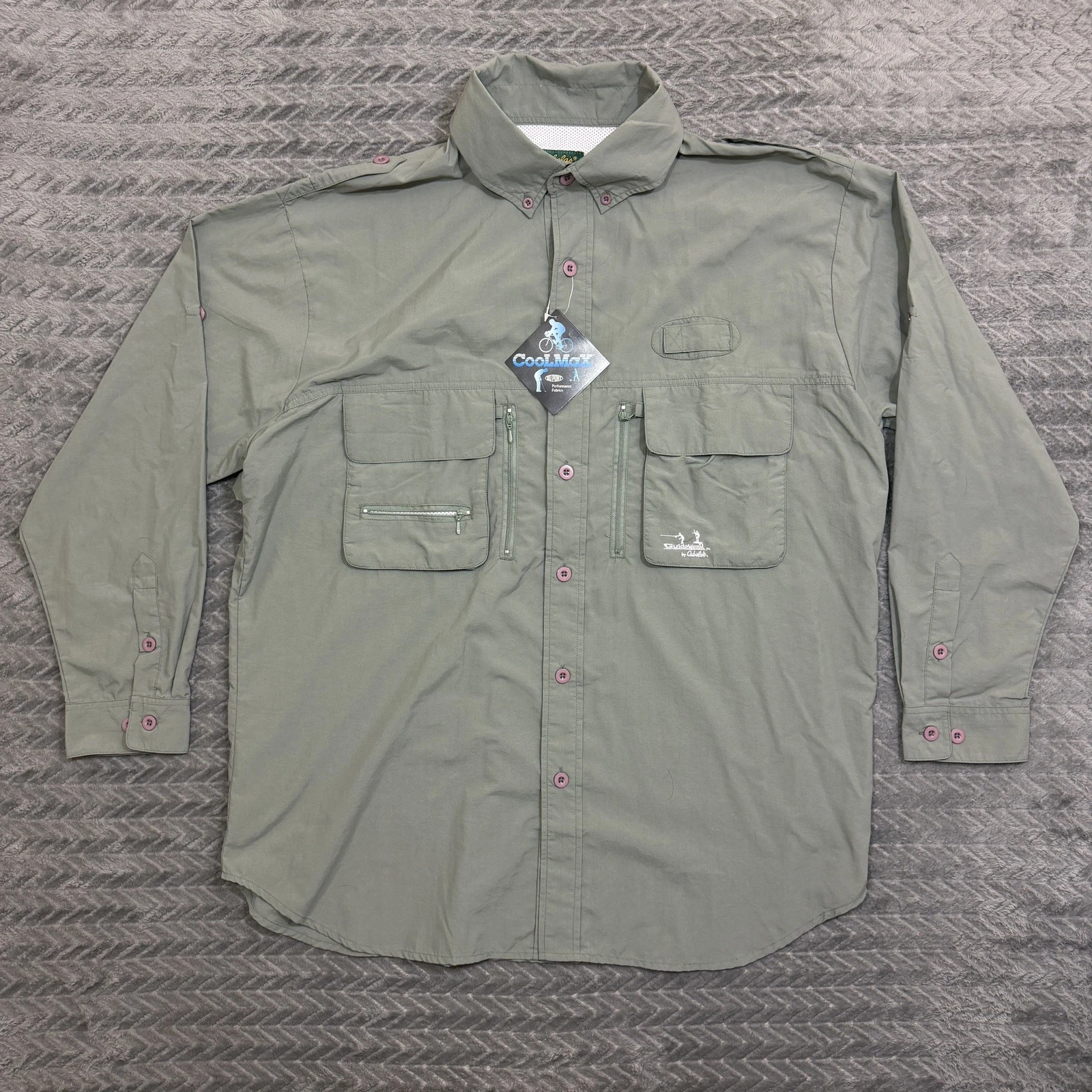 Vintage Cabelas Guidewear Button Up Shirt Men XL Vented Fishing Performance
