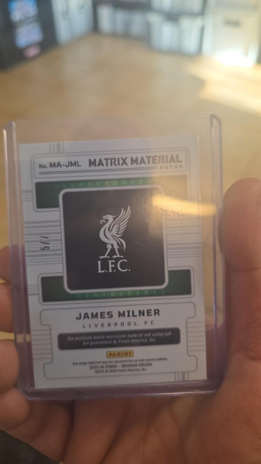 James Milner Matrix Material Match Worn Patch Auto 5/7 Gold Obsidian 2025-26 🔥 view 2