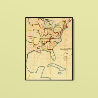 Vintage Maps - NE and SW Alabama Railroad - Art Print on Paper or Canvas