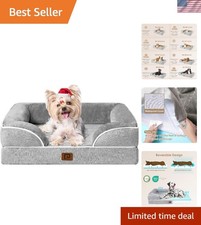 Comfortable Dog Bed for Small Breeds - Waterproof Memory Foam  Bolster, 24x18in