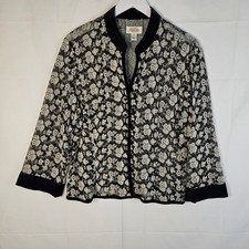 Talbots Sheer Embroidered Button Up Dress Embroidered Jacket Size 16