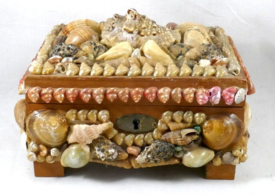 Muschelschatulle, Schmuckdose, 50er Jahre, Andenken Friedrichshafen