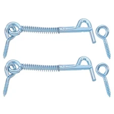 2Pcs Safety Hook and Eye Latch 3" Gate Hook and Eye Latch with Spring Lock
