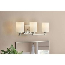 Hampton Bay Darlington 20.88" 3-Light Brushed Nickel Vanity Light Frosted Glass