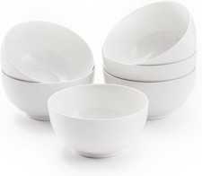 White Ceramic Bowls 6 In, 26Oz round Large Cereal Bowl Set of 6, Deep Porcelain