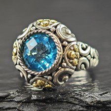 Effy Topaz 18K Gold Accent Ring Sterling Silv...